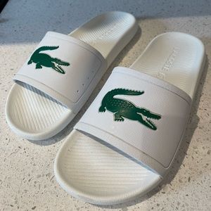 Lacoste white flip flops